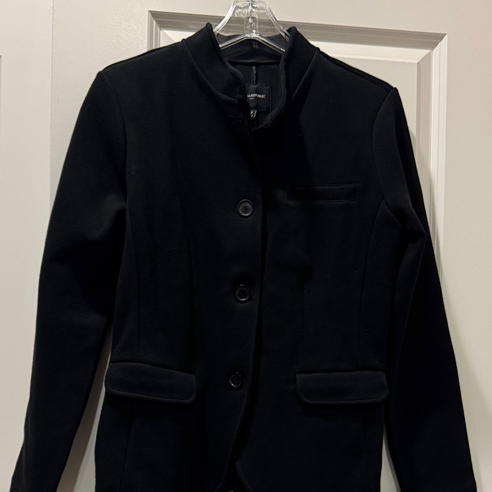 Banana Republic Black Women's Structured Button Jacket - Classic Stand Collar